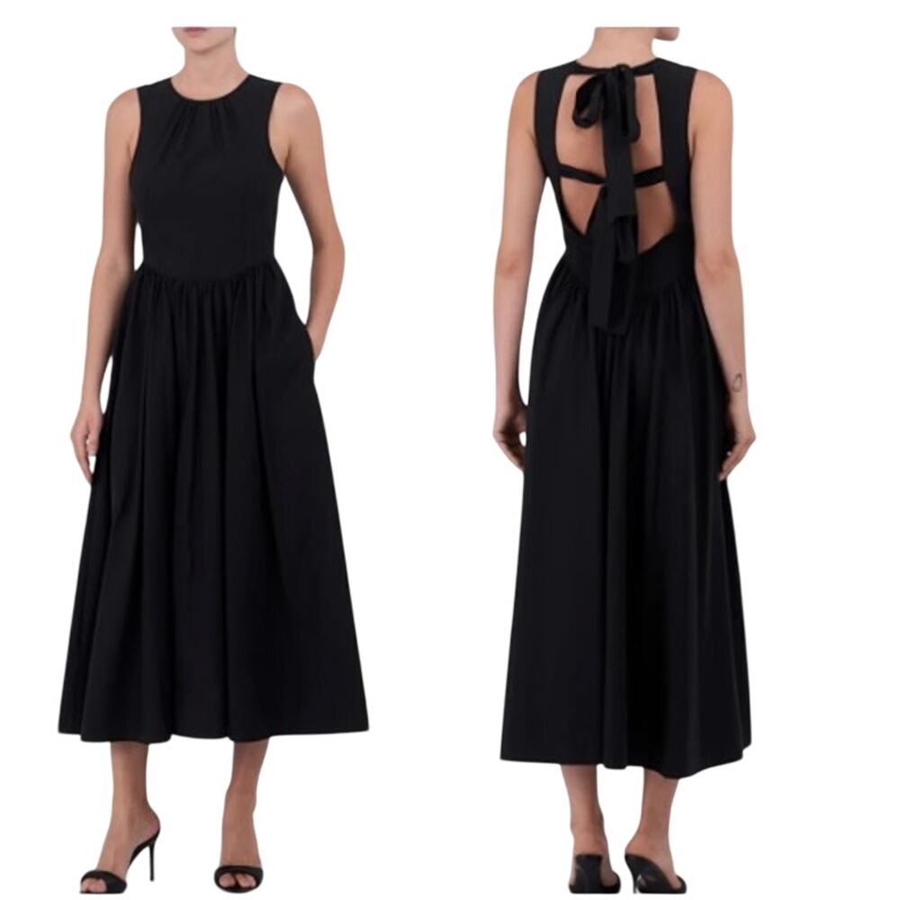 Cinq a Sept Benita Open Back Tie Halter Midi Dress Size 14